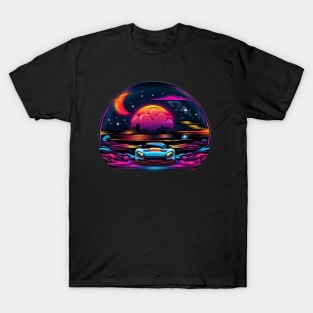 Fast Car with Skyline and Moon T-Shirt